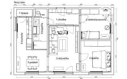 Na prenájom kompletne zrekonštruovaný 3-izbový byt- Zvolen, Môťová